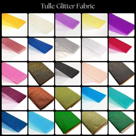 Tulle Glitter Tulle Fabric - Aqua, 54" Width, 10 Yards