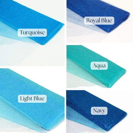 Tulle Glitter Tulle Fabric - Aqua, 54" Width, 10 Yards