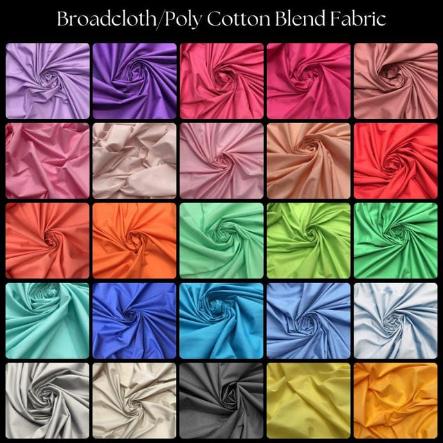 Cotton Polyester Broadcloth Fabric - Solid Colors, 60" Width (1 Yard)