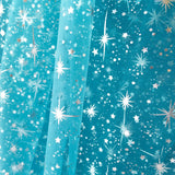 Star Bursts Sheer Organza Fabric - Turquoise, White, Pink Starburst Pattern, 58/60" Width (1 Yard)