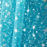 Star Bursts Sheer Organza Fabric - Turquoise, White, Pink Starburst Pattern, 58/60" Width (1 Yard)