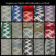 Sequin Lace Fabric With Embroidery On Mesh - Baby Blue, 20" Width