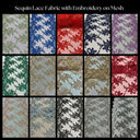 Sequin Lace Fabric With Embroidery On Mesh - Baby Blue, 20" Width