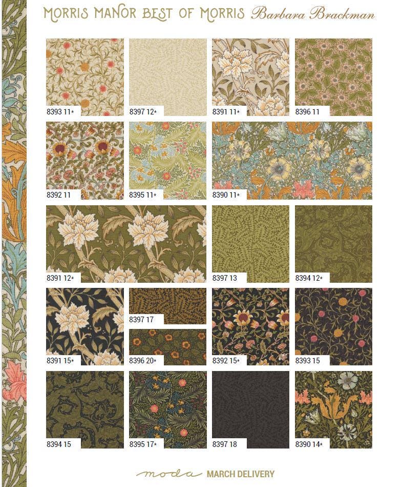 Quilting Cotton Morris Manor Porcelain Floral Moda
