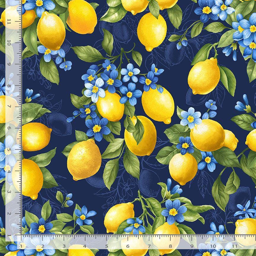 Quilting Cotton Limoncello Lemon Bouquet Floral Timeless Treasures