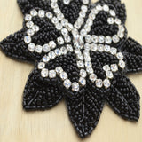 Beaded Flower Applique Black 4.5in