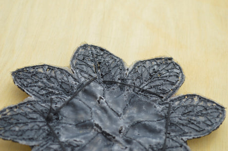 Beaded Flower Applique Black 4.5in