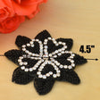 Beaded Flower Applique Black 4.5in