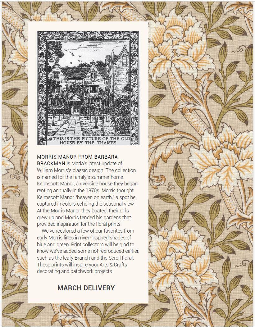 Quilting Cotton Morris Manor Sky Barbara Brackman Moda