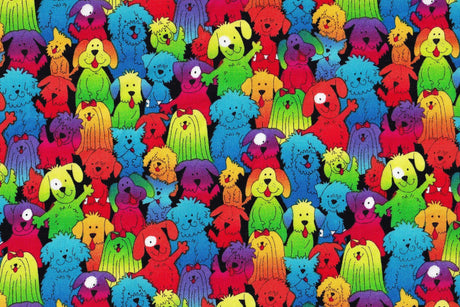 Quilting Cotton Rainbow Dogs Novelty Fabric