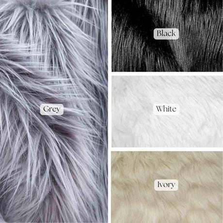 Long Pile Faux Fur Fabric - Multiple Colors, Shaggy Texture, 1 Yard