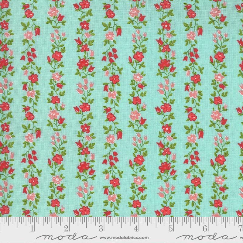 Quilting Cotton Sunday Stroll Aqua Floral Moda