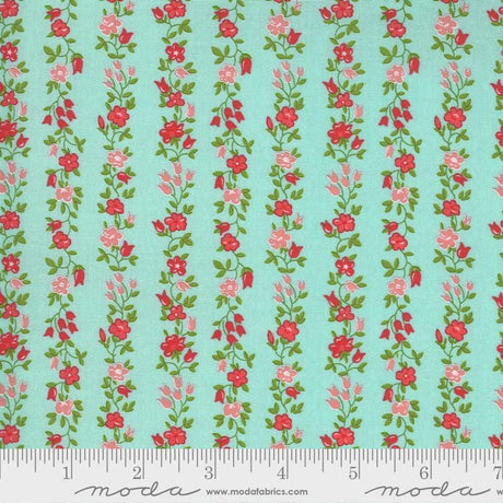 Quilting Cotton Sunday Stroll Aqua Floral Moda