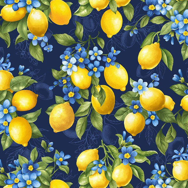 Quilting Cotton Limoncello Lemon Bouquet Floral Timeless Treasures