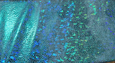 Fabric The Witching Hour Hologram Foil Mini Scale Aqua Halloween 58" Wide