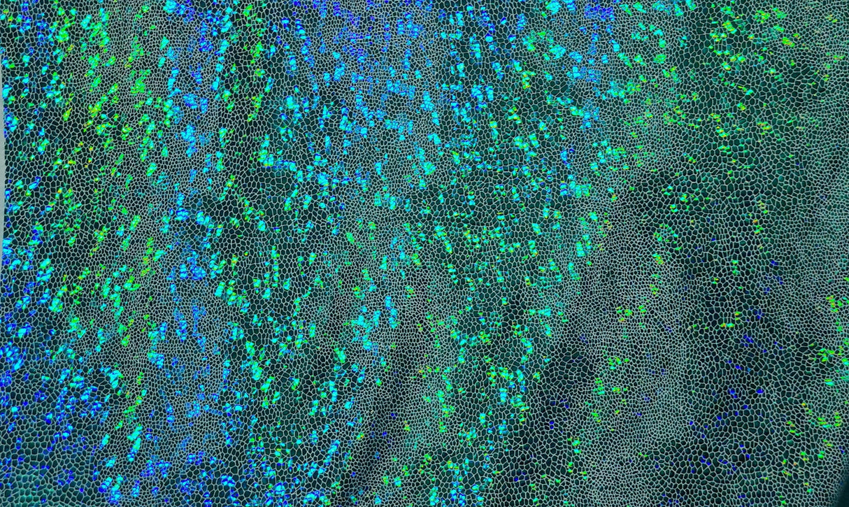 Fabric The Witching Hour Hologram Foil Mini Scale Aqua Halloween 58" Wide