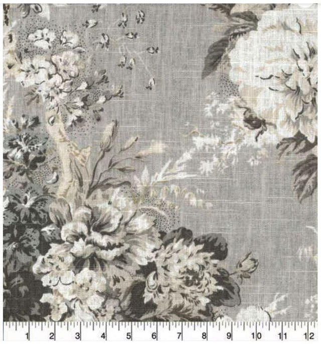 Home Decor Fabric Ballad Bouquet Platinum Floral Waverly