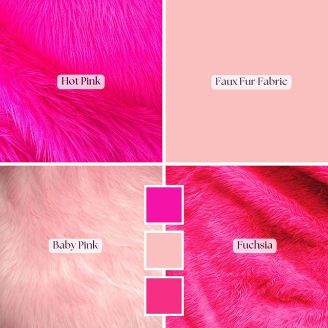 Vibrant Pink Faux Fur Fabric - Hot Pink, Fuchsia, Baby Pink, 58-60" Width, 2-3" Pile