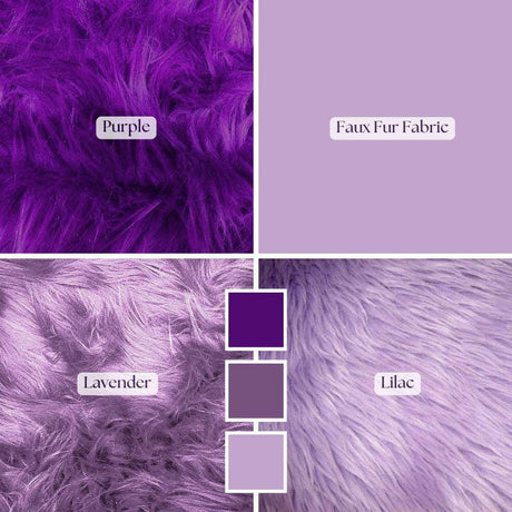Purple Faux Fur Fabric - Lavender, Lilac, Deep Purple, 58-60" Width (1 Yard)