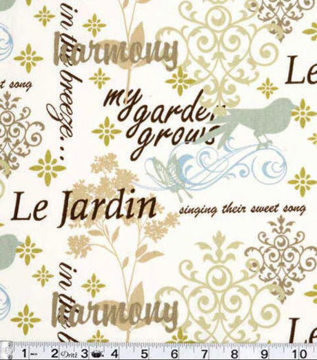 Cotton Canvas Fabric Scripted Spa 45" Wide