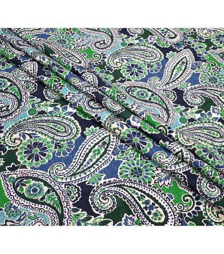 Cotton Canvas Green Paisley 44" Wide Upholstery Fabric