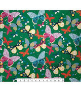 Cotton Canvas Butterfly Print on Dark Green 44" Wide