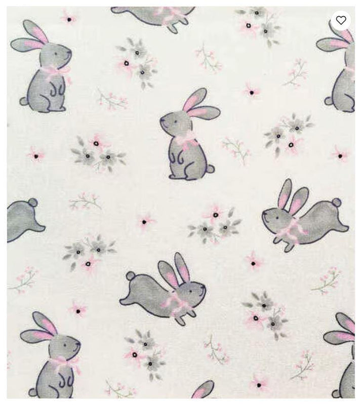 Quilting Cotton Hopping Bunnies on Cream Nursery Robert Kaufman