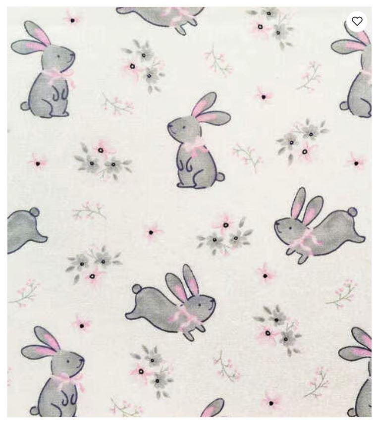 Quilting Cotton Hopping Bunnies on Cream Nursery Robert Kaufman