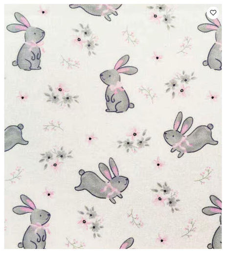 Quilting Cotton Hopping Bunnies on Cream Nursery Robert Kaufman
