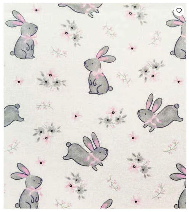 Quilting Cotton Hopping Bunnies on Cream Nursery Robert Kaufman