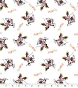 Quilting Cotton Disney Minnie Mouse Jump For Joy on White