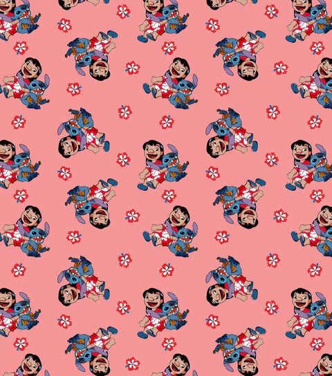 Quilting Cotton Disney Lilo & Stitch Forever on Pink