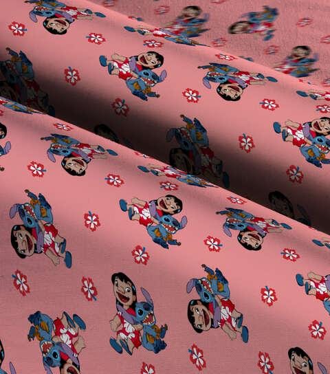 Quilting Cotton Disney Lilo & Stitch Forever on Pink