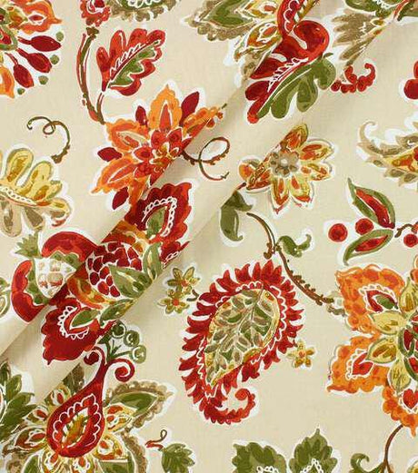 Cotton Canvas Fabric Richloom Bijoux Tangerine Jacobean 44" Wide