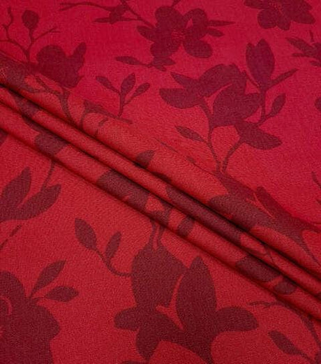 Cotton Canvas Fabric New Folk Tonal Floral on Red Christmas 44" Wide