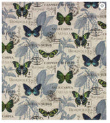 Cotton Canvas Borboleta Indigo Upholstery Fabric
