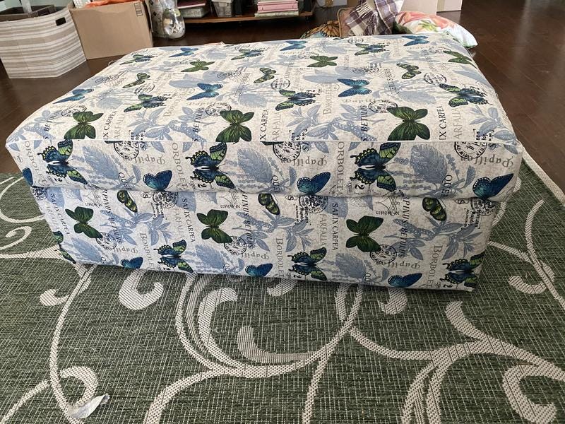 Cotton Canvas Borboleta Indigo Upholstery Fabric