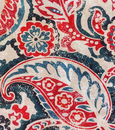 Cotton Canvas Paisley Green 44" Wide Upholstery Fabric