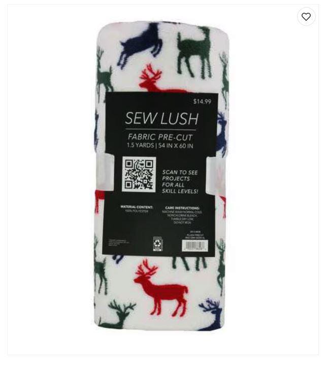 Fabric Panel Sew Lush Deer on White Christmas