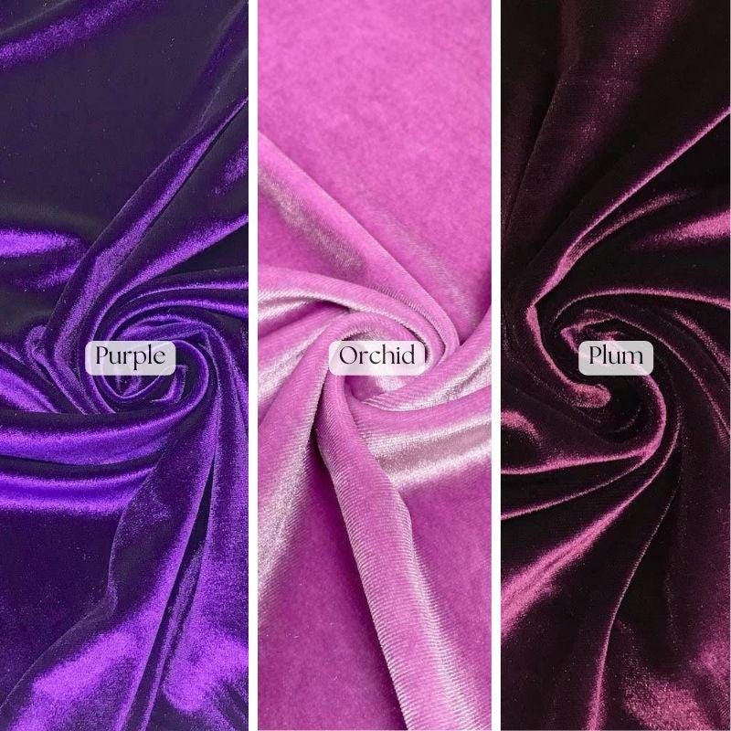 Stretch Velvet Fabric - 90% Polyester / 10% Spandex, 4-Way Stretch, 58" Width, Multiple Color Options