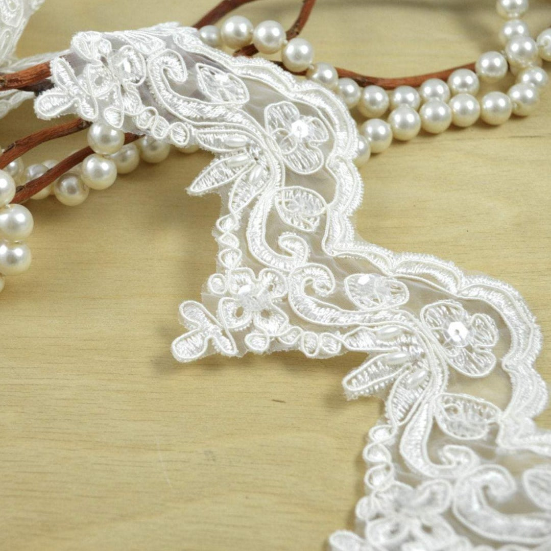 Bridal Lace Trim White Ivory 2.5"