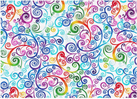 Quilting Cotton Rainbow Scrolls 100% Cotton Hi Fashion
