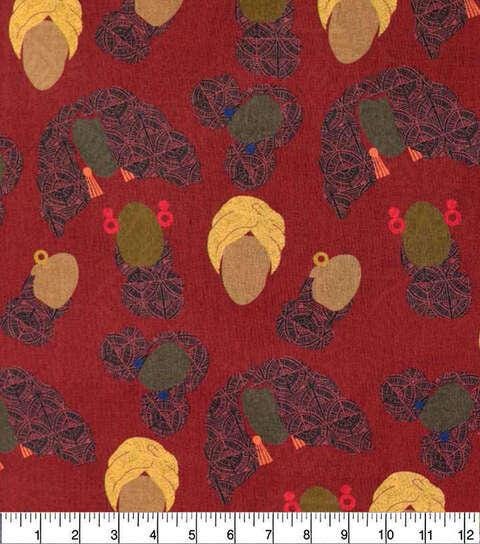 Quilting Cotton Black History Month Coiffed Crowns Red Novelty