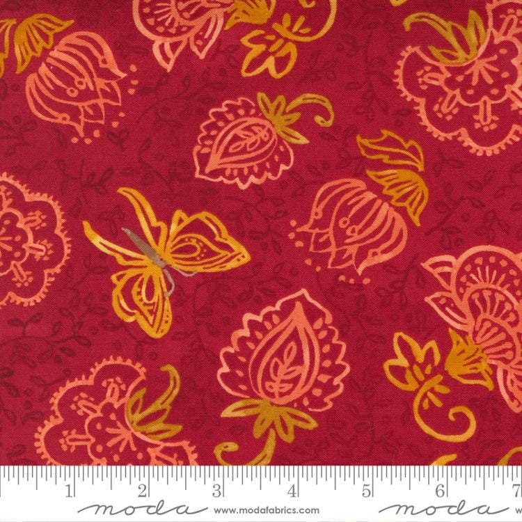 Quilting Cotton Carolina Lilies Ruby 48701 12 Moda