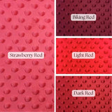 New Minky 100 Percent Polyester Fabric - Polka Dimple Dot, Biking Red/Coral/Strawberry Red/Burgundy/Dark Red, 60" Width