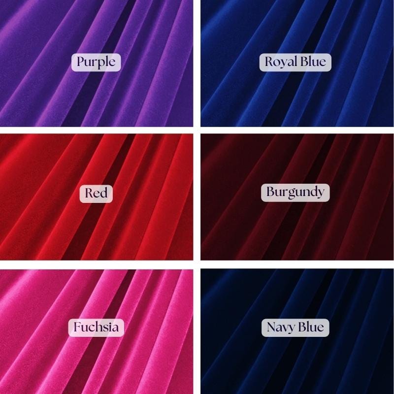 Bold And Vibrant Fabric Set Velvet Fabric - Burgundy, Royal Blue, Fuchsia, Red, Purple, 58-60" Width (1 Yard)