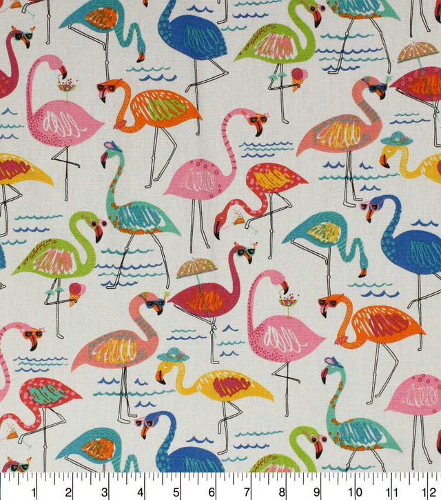 Cotton Canvas Fabric Florida Diva Flamingo 43/44" Wide Richloom