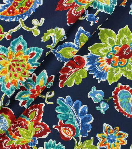 Cotton Canvas Fabric Bijoux Navy Jacobean