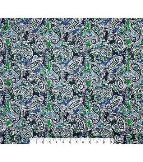 Cotton Canvas Green Paisley 44" Wide Upholstery Fabric