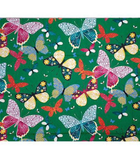 Cotton Canvas Butterfly Print on Dark Green 44" Wide